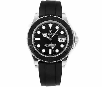 C Factory ROLEX Yacht-Master Rubber Band Watch 42mm  Super Clone 2836 Movement Black Rubber Strap realistic Rolex replicas USA